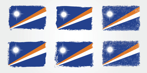 Marshall Islands flag in brush stroke styles