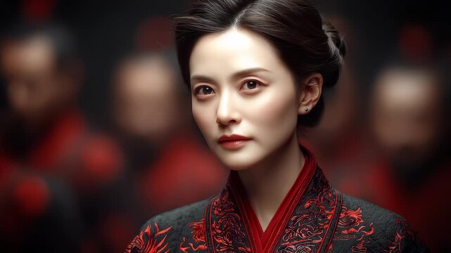 Elegant Moment of Eastern Classical Woman in Gorgeous Dress