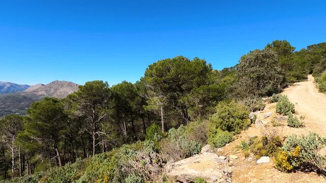 Panoramic view on hiking trail to Maroma peak, Sierra Tejeda, Spain 