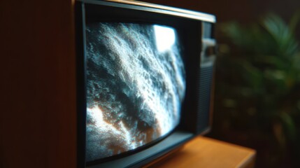 Fototapeta premium scratch texture on retro television showing distorted static animation
