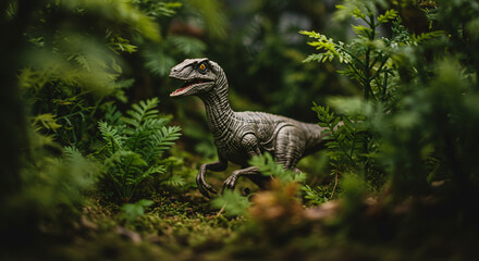 Hidden Raptor Prehistoric Predator in a Lush Forest Environment