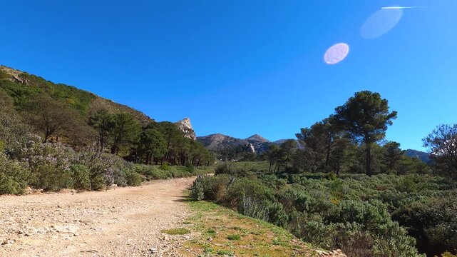 Panoramic view on hiking trail to Maroma peak, Sierra Tejeda, Spain 