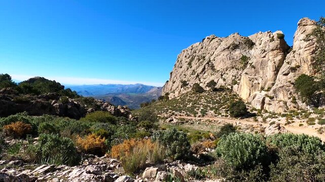 Panoramic view on hiking trail to Maroma peak, Sierra Tejeda, Spain 