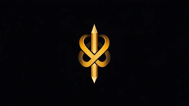Creative animation sequence showcasing a stylized logo design with elegant movements in a simple black background