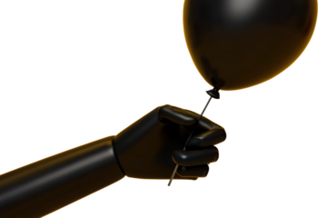 black-color-balloon-needle-and-hand--finance-risk isolated on white background, png, ai generated.