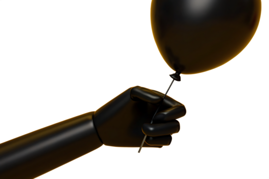 black-color-balloon-needle-and-hand--finance-risk isolated on white background, png, ai generated.