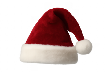Classic santa claus hat isolated on transparent background for christmas celebration