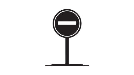 No Entry Sign Black and White Road Sign Icon