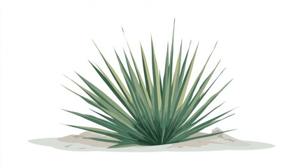 Isolated green agave plant on white background.
