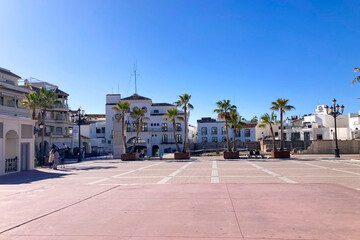 Naklejka premium Wonderful landscapes of the charming city unfold, offering a picturesque atmosphere in Nerja, Spain