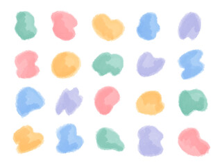 Pastel watercolor abstract blobs hand painted colorful background. Hand drawn organic frames for notes