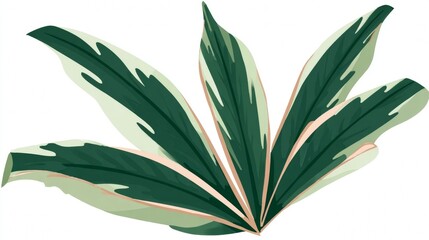 Tropical plant leaves with variegated green foliage.