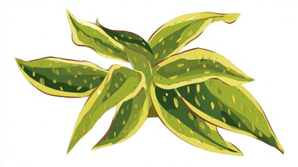 Illustration of a green plant with spotted leaves on a white background.