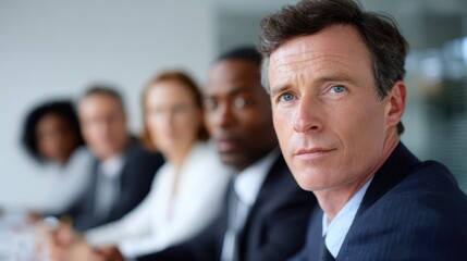 group of business people in boardroom brainstorming session