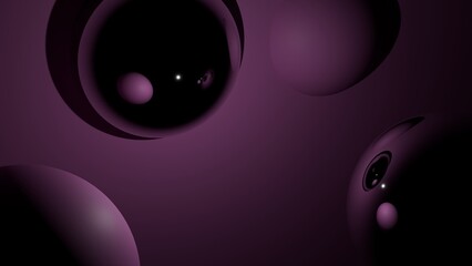Minimal abstract spheres in magenta tones for holiday and Christmas design