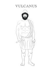 Vector illustration of Vulcan, the Roman god of fire, volcanoes, deserts, metalworking and the forge 