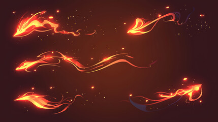 Game effect of fire, flame animation with smoke Free Vector