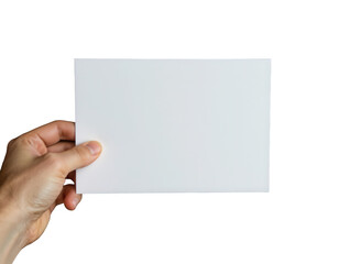 Fototapeta premium Blank Card Held in Hand isolated on Transparent background for Design Use