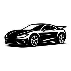 Sports Car Silhouette Vector &ndash; Modern Black Racing Car Illustration &ndash; Luxury Vehicle Logo Design