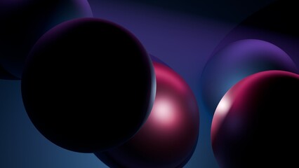 Glowing abstract spheres in purple tones with holiday festive mood