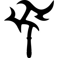 Black kpinga silhouette on white background