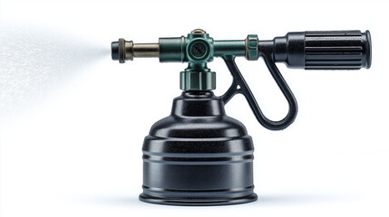 A sleek black water sprayer with a simple nozzle design, isolated on a clean white background.

