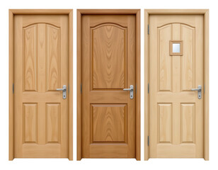 Fototapeta premium Three Different Styles of Wooden Doors for Home Decoration