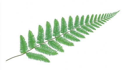 Botanical green fern leaf frond with natural texture isolated on a white background for spring flora and tropical garden foliage
