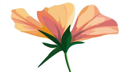 An isolated orange lily flower blossom featuring green leaves and a floral nature design, perfect for a summer plant illustration, spring bouquet ornament, or decorative botanical art card