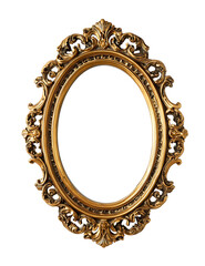 Vintage baroque oval mirror frame isolated on a white background ultrarealistic photography