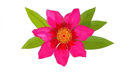 A vibrant pink lotus flower with a yellow center blooms in nature, showcasing the beauty of a floral blossom isolated against a white background for a summer garden aesthetic