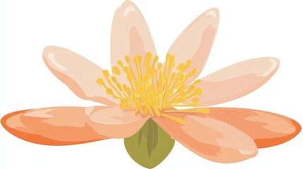 A beautiful pink spring blossom vector illustration featuring a floral daisy and orchid design with green leaves and a butterfly in nature