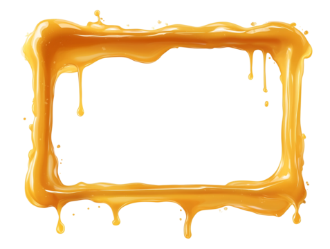 empty frame made of honey dripping from top only and the side suitable for holding text or photos illustration style flat colors artistic and visually strikin