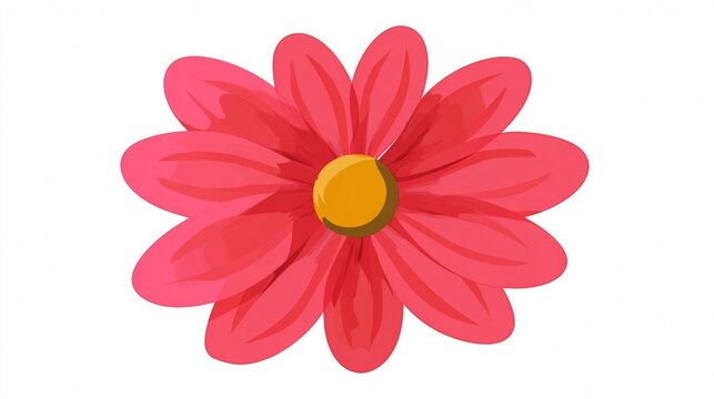 Beautiful red daisy flower blossom with delicate petals and a yellow center isolated on a white background, captured in a macro nature closeup of this spring floral plant