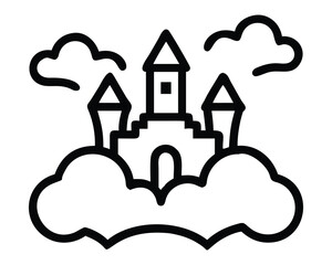 House floating in the clouds with a sky background illustration