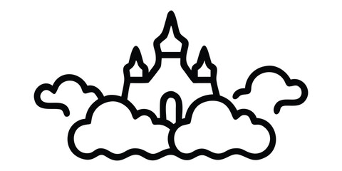 A simple symbol of love with a crown of thorns, a heart, and a cloud-filled sky