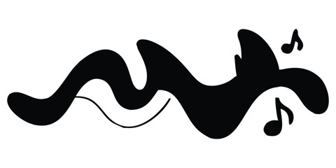 A stylized black silhouette of a horse with a vector illustration of an abstract background