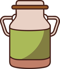 Vintage milk bottle illustration in clay jar style