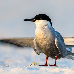 Bird on beach, profile view