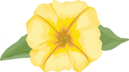 Fototapeta premium A single beautiful yellow daffodil blossom with delicate petals and a green leaf isolated on a white background captures the vibrant essence of spring nature and floral beauty