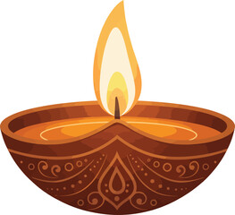 Traditional Indian oil lamp with beautiful ornate floral pattern, symbolizing Diwali festival of lights, spirituality, and celebration.
