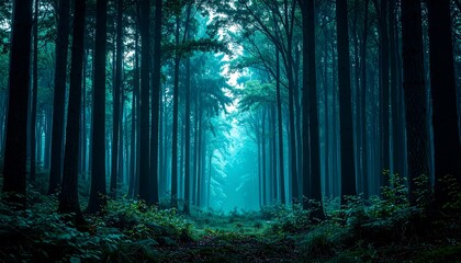 A mystical, teal-toned forest path (1)