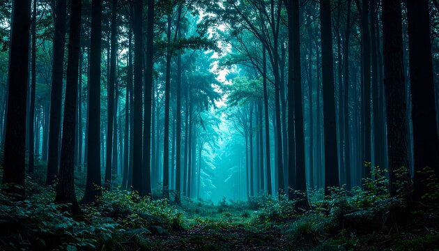 A mystical, teal-toned forest path (1)