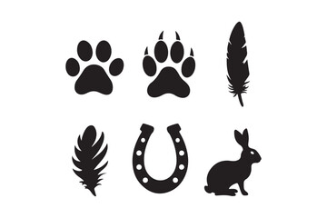 Collection of rustic animal and nature silhouettes