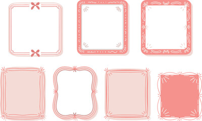Pink Decorative Square Frames Collection – Cute Border Designs for Invitations, Cards, and Scrapbooking