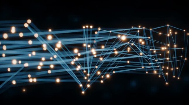 Glowing folder icon with light streaks on a dark background representing data transfer concept