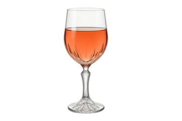 Crystal glass containing rosé wine on transparent background