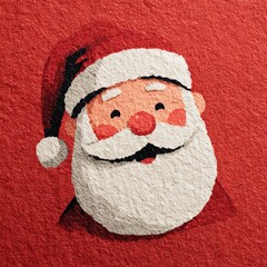 Cheerful Santa Claus illustration on textured red background celebrating holiday spirit and joy