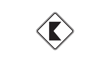 Fototapeta premium Sharp Left Turn Ahead Road Sign Graphic