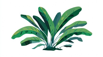Illustration of a lush green plant with broad leaves, stylized and vibrant.